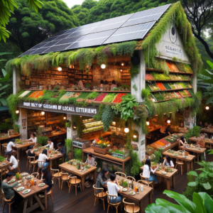 "An eco-friendly restaurant featuring a menu with locally-sourced and organic ingredients."